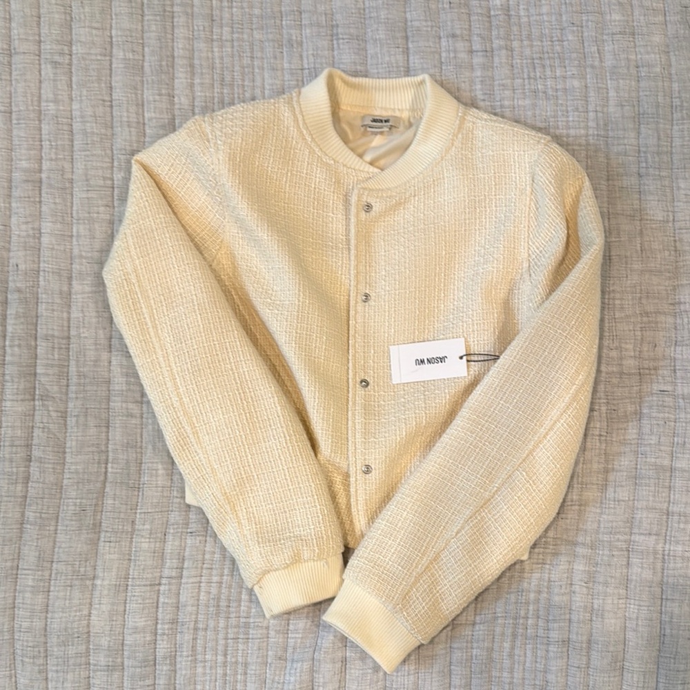 Jason Wu Cream Bomber Jacket with Ribbed Cuffs